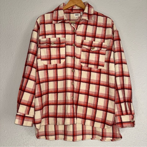 Buckle BKE Size Small Oversized Boyfriend Flannel Shirt Shaket - Picture 4 of 7